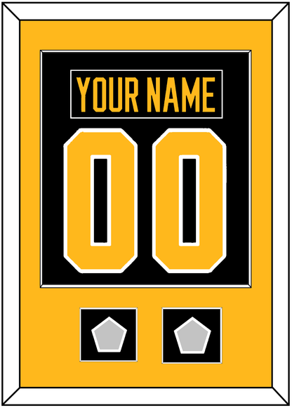 Pittsburgh Nameplate & Number (Back) Combined, With 2 Stanley Cup Finals Patches - Road Black (1988-1992) - Essential Tier 2