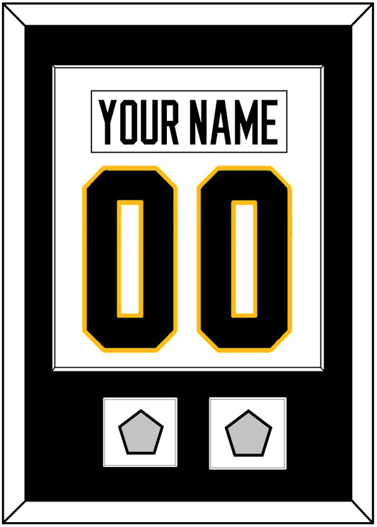 Pittsburgh Nameplate & Number (Back) Combined, With 2 Stanley Cup Finals Patches - Home White (1988-1992) - Essential Tier 1