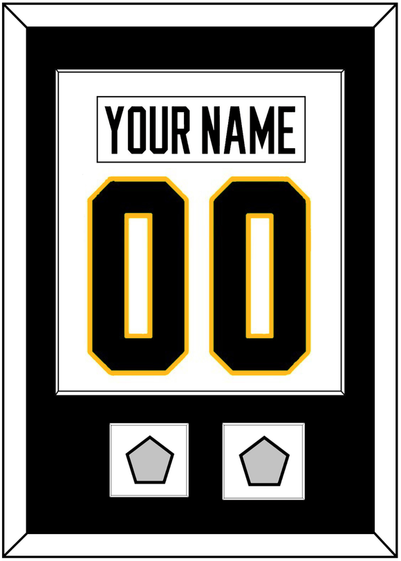 Pittsburgh Nameplate & Number (Back) Combined, With 2 Stanley Cup Finals Patches - Home White (1988-1992) - Single Mat 1