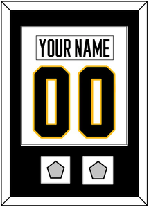 Pittsburgh Nameplate & Number (Back) Combined, With 2 Stanley Cup Champions Patches - Road White - Single Mat 1