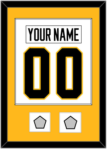 Pittsburgh Nameplate & Number (Back) Combined, With 2 Stanley Cup Finals Patches - Home White (1988-1992) - Single Mat 2