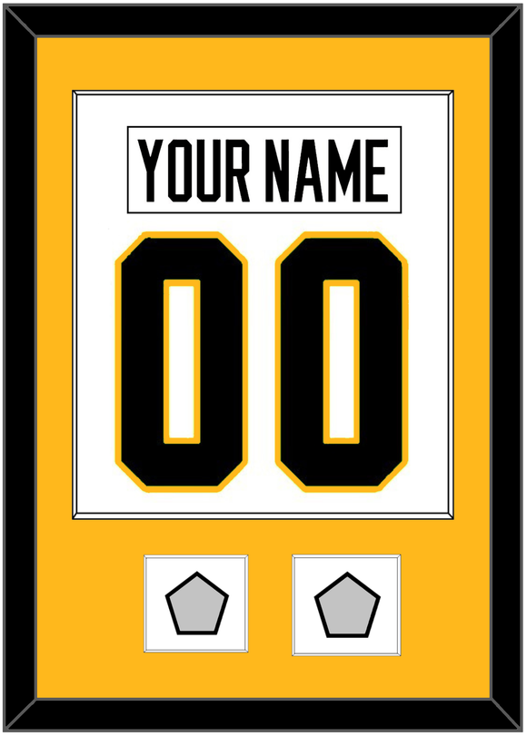 Pittsburgh Nameplate & Number (Back) Combined, With 2 Stanley Cup Finals Patches - Home White (1988-1992) - Single Mat 2