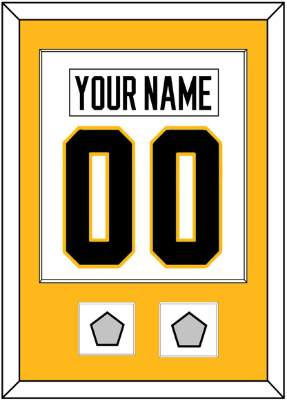 Pittsburgh Nameplate & Number (Back) Combined, With 2 Stanley Cup Finals Patches - Home White (1988-1992) - Essential Tier 2