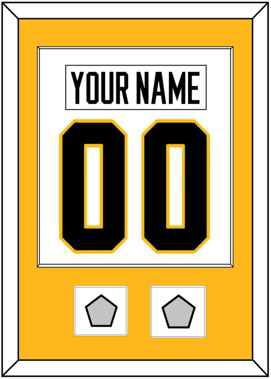 Pittsburgh Nameplate & Number (Back) Combined, With 2 Stanley Cup Finals Patches - Home White (1988-1992) - Essential Tier 2