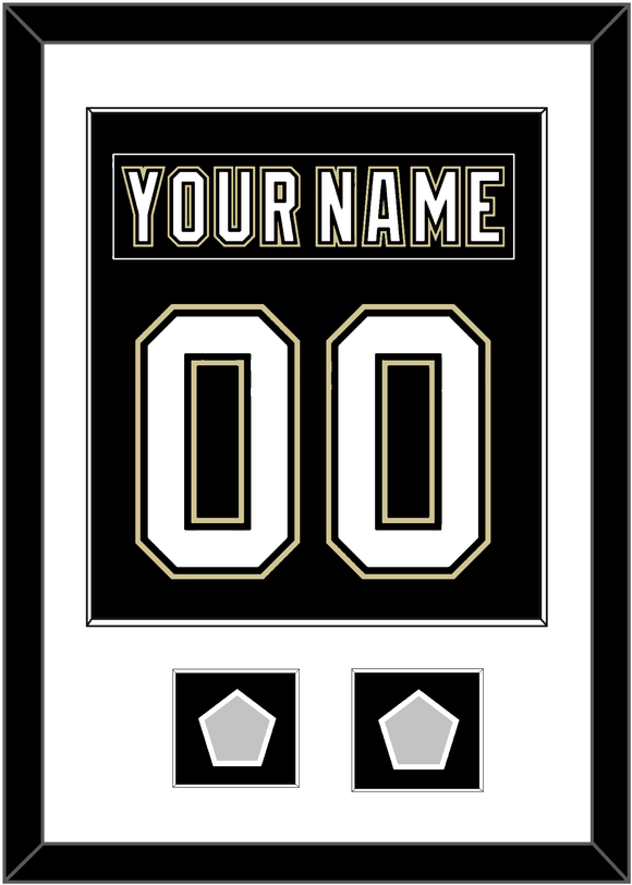 Pittsburgh Nameplate & Number (Back) Combined, With 2 Stanley Cup Finals Patches - Home Black (2007-2016) - Single Mat 1