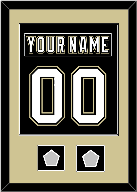 Pittsburgh Nameplate & Number (Back) Combined, With 2 Stanley Cup Champions Patches - Home Black (2007-2016) - Single Mat 2