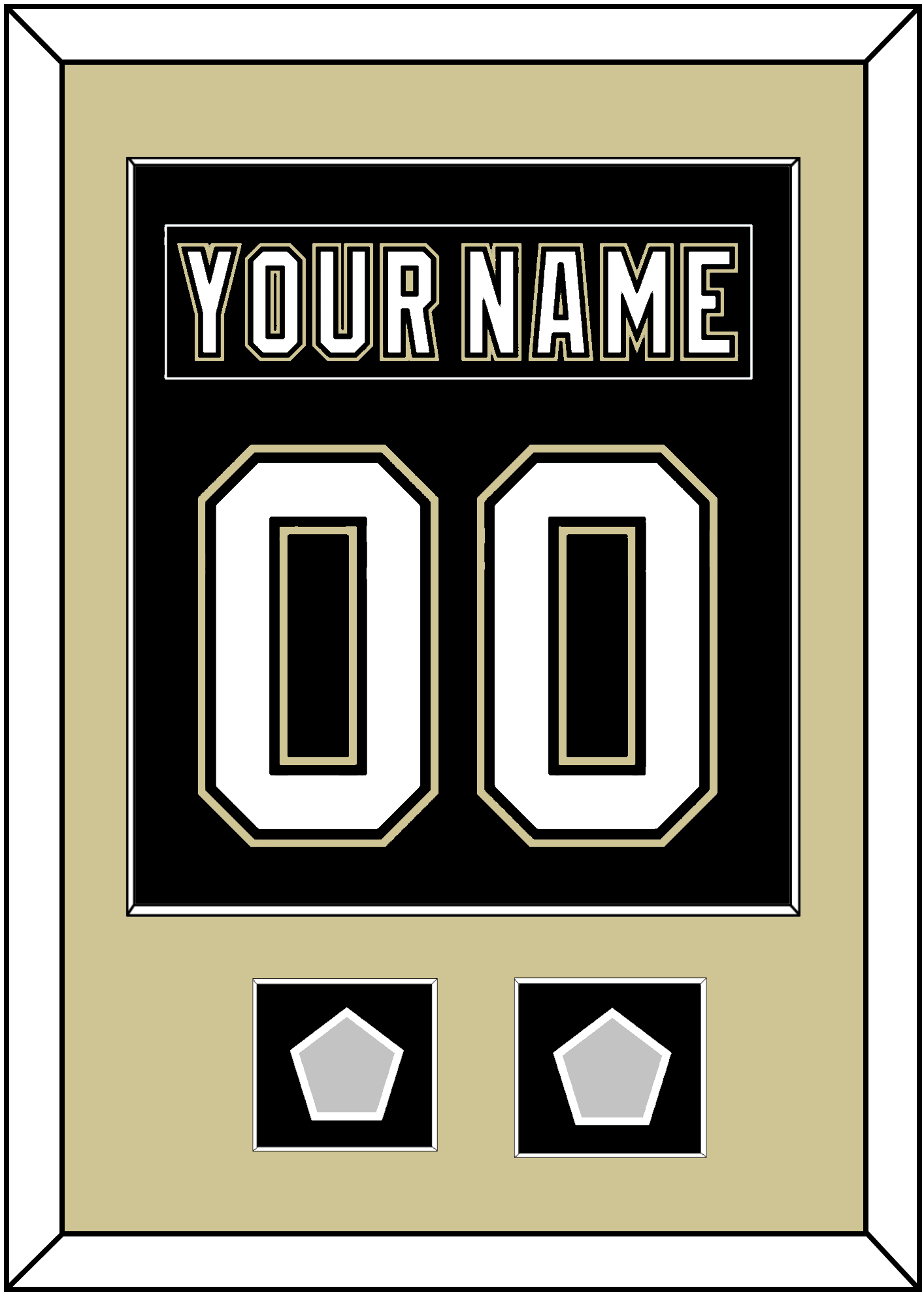 Pittsburgh Nameplate & Number (Back) Combined, With 2 Stanley Cup Champions Patches - Home Black (2007-2016) - Essential Tier 2
