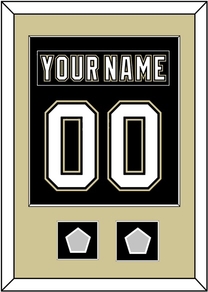 Pittsburgh Nameplate & Number (Back) Combined, With 2 Stanley Cup Champions Patches - Home Black (2007-2016) - Essential Tier 2