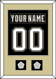 Pittsburgh Nameplate & Number (Back) Combined, With 2 Stanley Cup Champions Patches - Home Black (2007-2016) - Single Mat 2