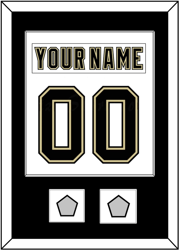 Pittsburgh Nameplate & Number (Back) Combined, With 2 Stanley Cup Champions Patches - Road White (2007-2016) - Single Mat 1