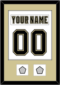 Pittsburgh Nameplate & Number (Back) Combined, With 2 Stanley Cup Finals Patches - Road White (2007-2016) - Single Mat 2