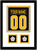 Pittsburgh Nameplate & Number (Back) Combined, With 2 Stanley Cup Champions Patches - Road Black (1988-1992) - Double Mat 1