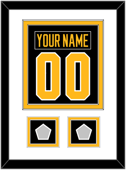 Pittsburgh Nameplate & Number (Back) Combined, With 2 Stanley Cup Finals Patches - Home Black - Signature Tier 1