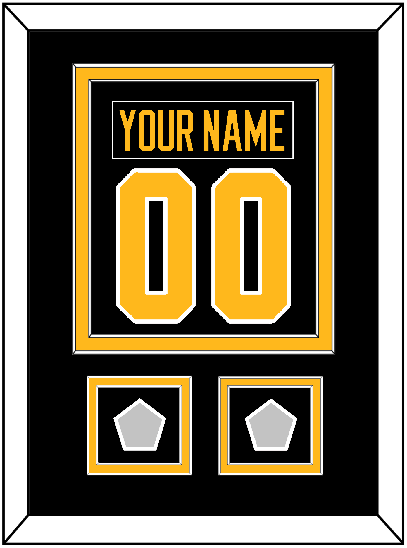 Pittsburgh Nameplate & Number (Back) Combined, With 2 Stanley Cup Finals Patches - Road Black (1988-1992) - Signature Tier 2