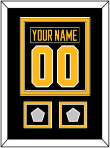 Pittsburgh Nameplate & Number (Back) Combined, With 2 Stanley Cup Finals Patches - Road Black (1988-1992) - Double Mat 2