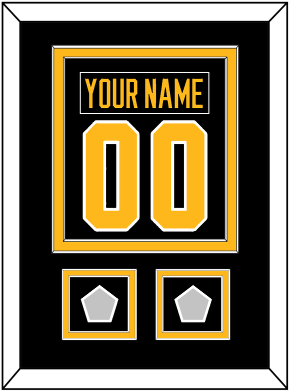 Pittsburgh Nameplate & Number (Back) Combined, With 2 Stanley Cup Finals Patches - Road Black (1988-1992) - Double Mat 2