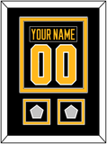 Pittsburgh Nameplate & Number (Back) Combined, With 2 Stanley Cup Champions Patches - Road Black (1988-1992) - Double Mat 2