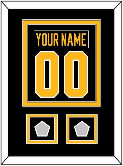 Pittsburgh Nameplate & Number (Back) Combined, With 2 Stanley Cup Champions Patches - Home Black - Signature Tier 2