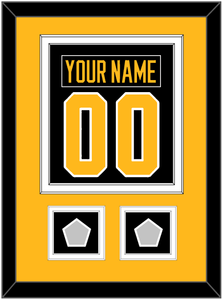 Pittsburgh Nameplate & Number (Back) Combined, With 2 Stanley Cup Champions Patches - Road Black (1988-1992) - Double Mat 3