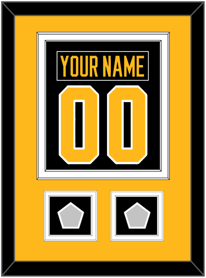 Pittsburgh Nameplate & Number (Back) Combined, With 2 Stanley Cup Champions Patches - Home Black - Signature Tier 3