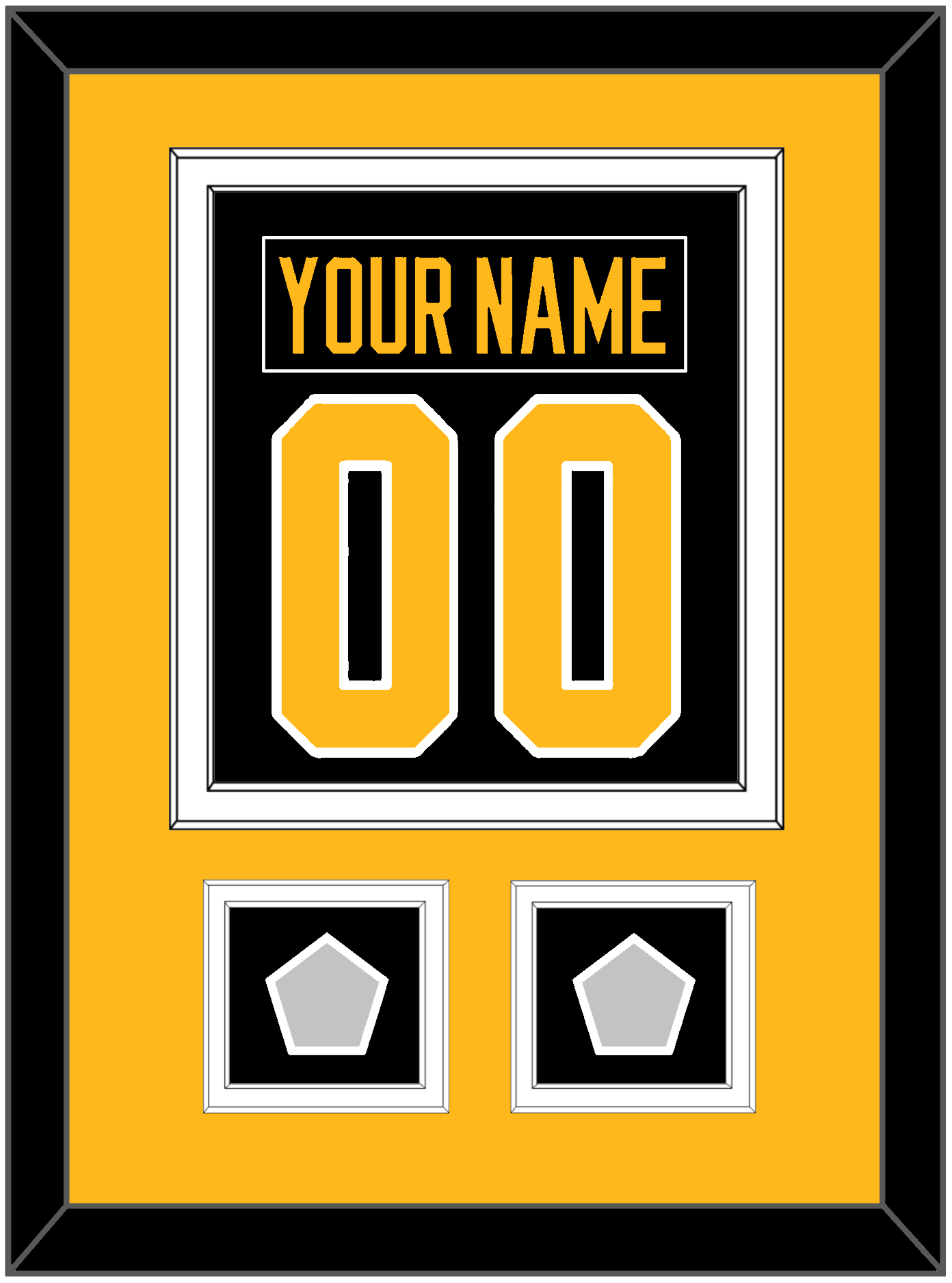 Pittsburgh Nameplate & Number (Back) Combined, With 2 Stanley Cup Finals Patches - Home Black - Signature Tier 3
