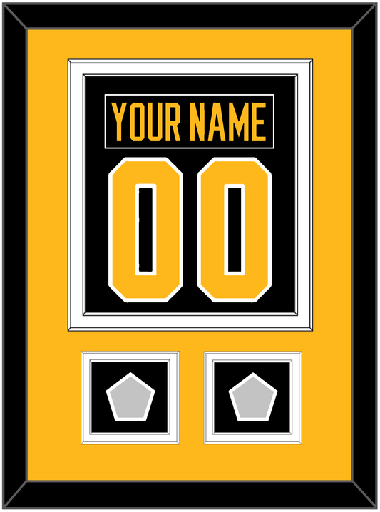 Pittsburgh Nameplate & Number (Back) Combined, With 2 Stanley Cup Finals Patches - Road Black (1988-1992) - Signature Tier 3