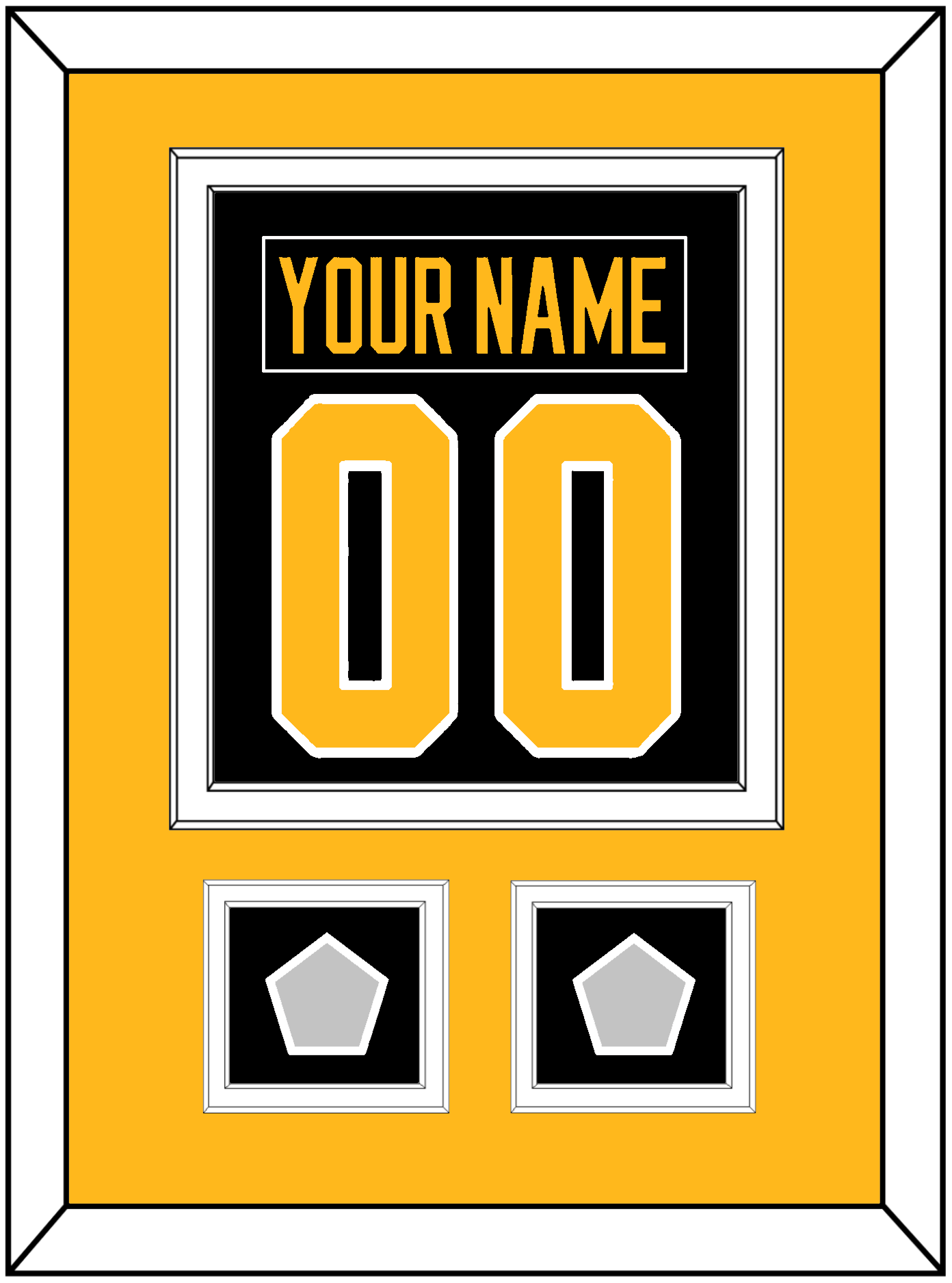 Pittsburgh Nameplate & Number (Back) Combined, With 2 Stanley Cup Champions Patches - Road Black (1988-1992) - Signature Tier 3