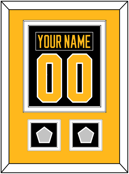 Pittsburgh Nameplate & Number (Back) Combined, With 2 Stanley Cup Champions Patches - Home Black - Signature Tier 3