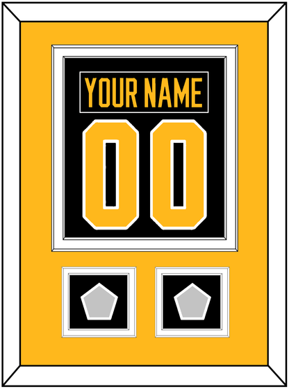 Pittsburgh Nameplate & Number (Back) Combined, With 2 Stanley Cup Finals Patches - Home Black - Signature Tier 3