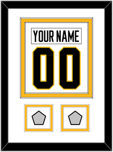 Pittsburgh Nameplate & Number (Back) Combined, With 2 Stanley Cup Finals Patches - Road White - Double Mat 1