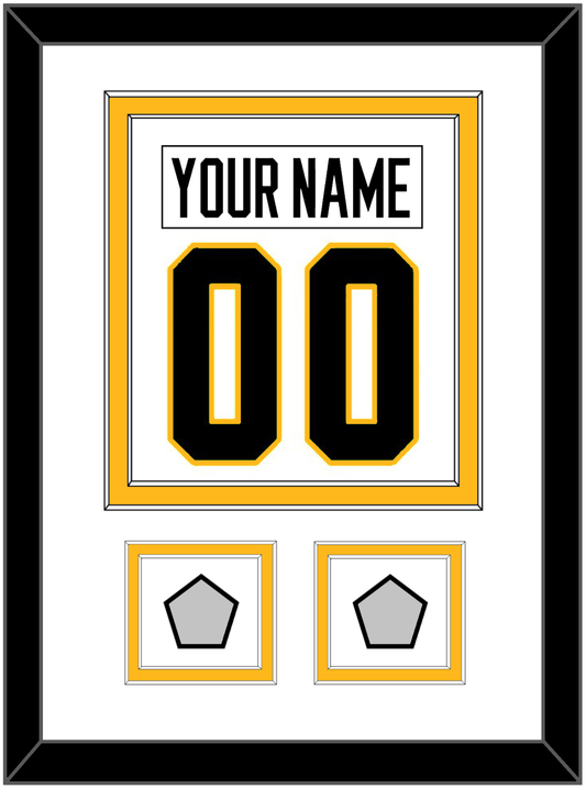 Pittsburgh Nameplate & Number (Back) Combined, With 2 Stanley Cup Champions Patches - Road White - Signature Tier 1