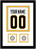 Pittsburgh Nameplate & Number (Back) Combined, With 2 Stanley Cup Champions Patches - Road White - Double Mat 1