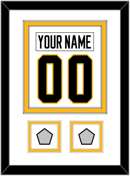 Pittsburgh Nameplate & Number (Back) Combined, With 2 Stanley Cup Champions Patches - Home White (1988-1992) - Signature Tier 1