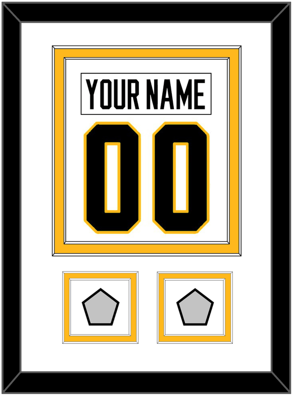 Pittsburgh Nameplate & Number (Back) Combined, With 2 Stanley Cup Champions Patches - Home White (1988-1992) - Double Mat 1