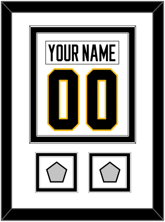 Pittsburgh Nameplate & Number (Back) Combined, With 2 Stanley Cup Champions Patches - Home White (1988-1992) - Signature Tier 2