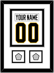 Pittsburgh Nameplate & Number (Back) Combined, With 2 Stanley Cup Champions Patches - Home White (1988-1992) - Double Mat 2