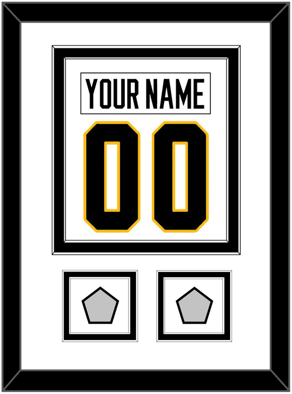 Pittsburgh Nameplate & Number (Back) Combined, With 2 Stanley Cup Champions Patches - Home White (1988-1992) - Double Mat 2