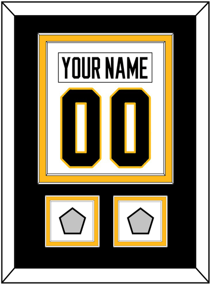 Pittsburgh Nameplate & Number (Back) Combined, With 2 Stanley Cup Finals Patches - Home White (1988-1992) - Signature Tier 3