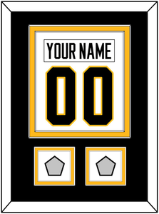 Pittsburgh Nameplate & Number (Back) Combined, With 2 Stanley Cup Champions Patches - Home White (1988-1992) - Double Mat 3