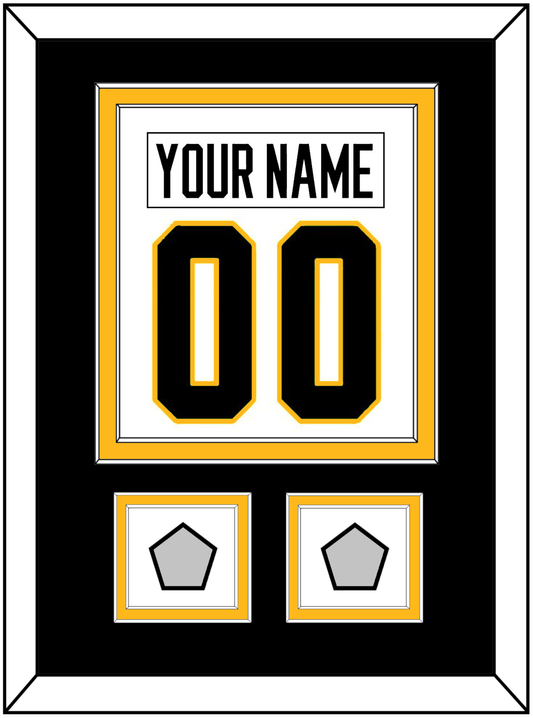Pittsburgh Nameplate & Number (Back) Combined, With 2 Stanley Cup Champions Patches - Road White - Signature Tier 3