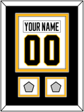 Pittsburgh Nameplate & Number (Back) Combined, With 2 Stanley Cup Champions Patches - Road White - Double Mat 3