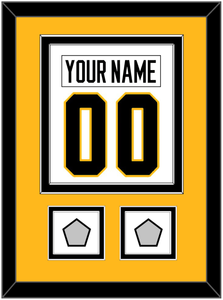 Pittsburgh Nameplate & Number (Back) Combined, With 2 Stanley Cup Finals Patches - Road White - Double Mat 4