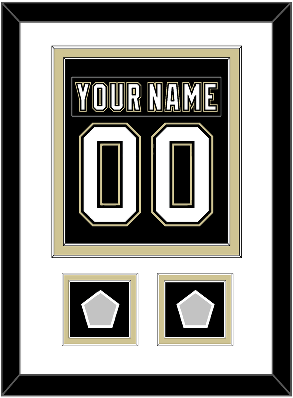 Pittsburgh Nameplate & Number (Back) Combined, With 2 Stanley Cup Finals Patches - Home Black (2007-2016) - Double Mat 1