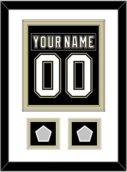 Pittsburgh Nameplate & Number (Back) Combined, With 2 Stanley Cup Champions Patches - Home Black (2007-2016) - Signature Tier 1