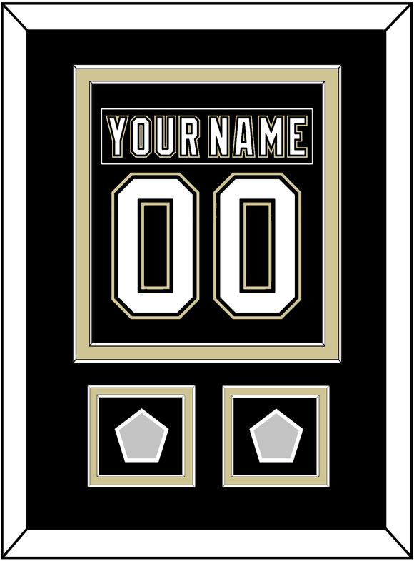 Pittsburgh Nameplate & Number (Back) Combined, With 2 Stanley Cup Finals Patches - Home Black (2007-2016) - Double Mat 2