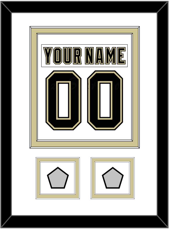 Pittsburgh Nameplate & Number (Back) Combined, With 2 Stanley Cup Finals Patches - Road White (2007-2016) - Double Mat 1