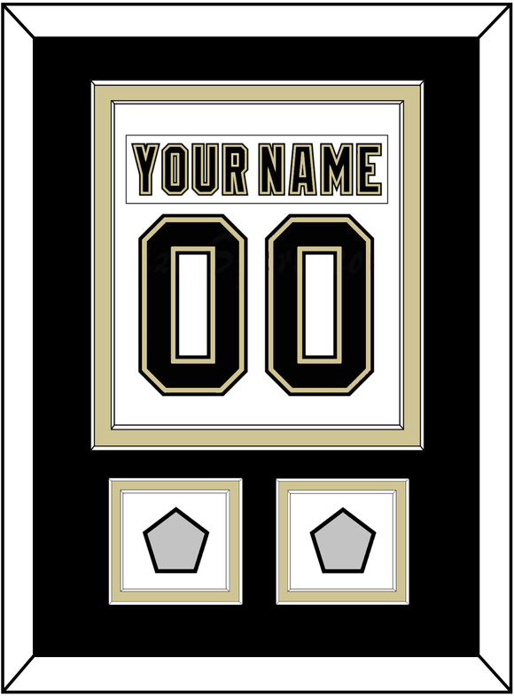 Pittsburgh Nameplate & Number (Back) Combined, With 2 Stanley Cup Finals Patches - Road White (2007-2016) - Double Mat 2