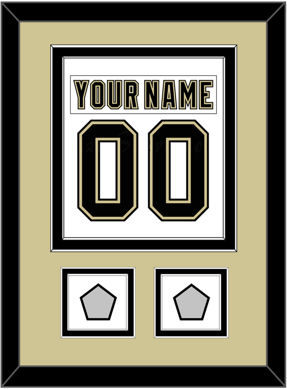 Pittsburgh Nameplate & Number (Back) Combined, With 2 Stanley Cup Finals Patches - Road White (2007-2016) - Double Mat 3