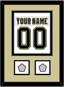 Pittsburgh Nameplate & Number (Back) Combined, With 2 Stanley Cup Champions Patches - Road White (2007-2016) - Double Mat 3