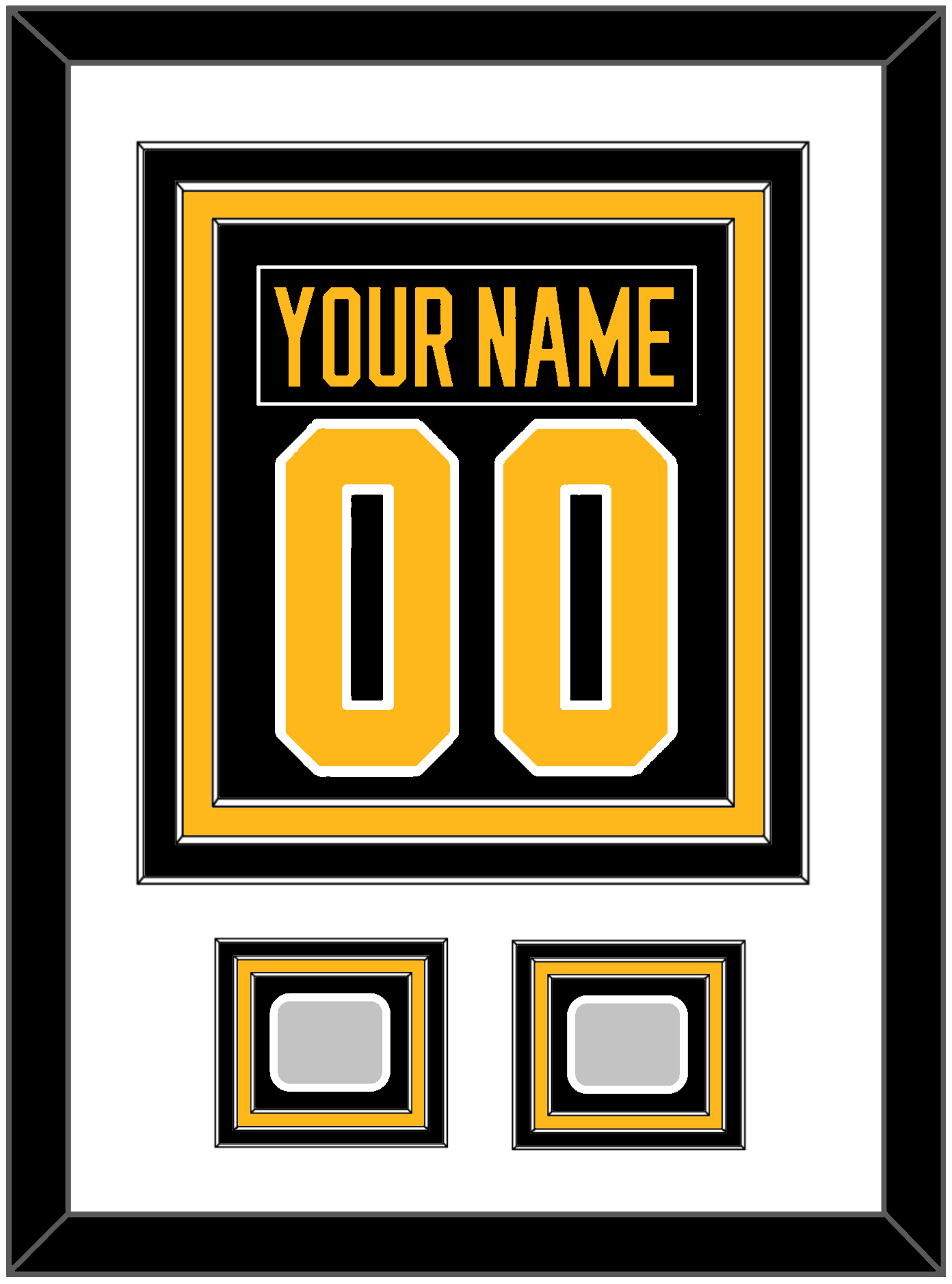 Pittsburgh Nameplate & Number (Back) Combined, With 2 Stanley Cup Champions Patches - Road Black (1988-1992) - Premier Tier 1